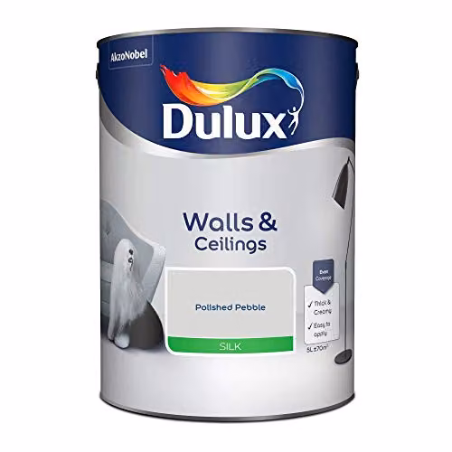 Dulux Walls & Ceilings Silk Emulsion Paint in Polished Pebble Grey, 5L – 2