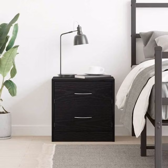 Berkfield Home Stylish Black Oak Bedside Cabinet, W/D/H: 40 x 30 x 40 cm