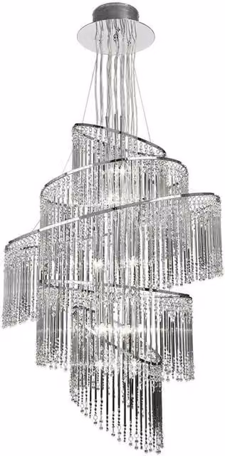 Loops Glass and Chrome Pendant Light with 24 Clear Bulbs – 1