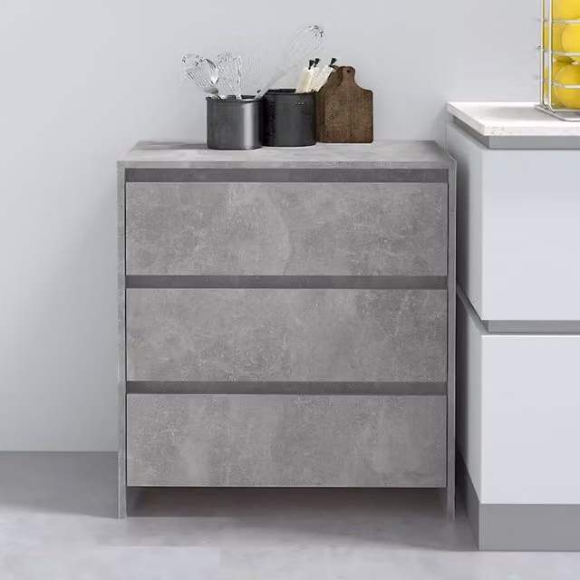 Berkfield Home Sideboard in Concrete Grey, W/D/H: 70 x 41 x 75 cm