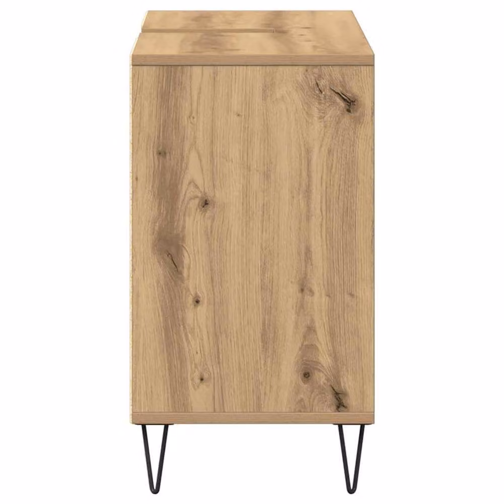 Berkfield Home Artisan Oak Bathroom Vanity Unit with Sliding Doors in Brown – 4