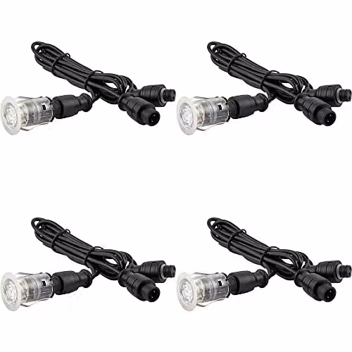 Loops 4 Pack Single 25mm Recessed Decking Light Module, 0.75W CCT LED, Silver Stainless Steel and Transparent Polycarbonate, IP67 Rated – 1