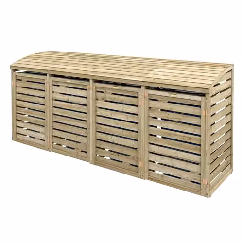 Rowlinson Classic Quadruple Bin Store in Natural Brown Wood, W/D/H: 130 x 80 x 74 cm – 2