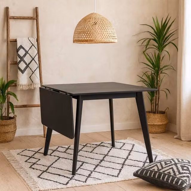 Wyld Haus Saffron Black Wooden Extending Rectangular Dining Table – 1