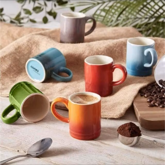Cooks Professional 6 Piece Multicoloured Stoneware Espresso Coffee Cup Set