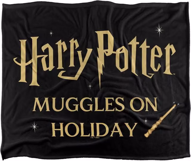Warner Bros. Harry Potter Muggles On Holiday Wand Super Soft Fleece Throw Blanket, Multicolour, W/D/H: 152.4 x 127.0 x 1.0 cm – 5