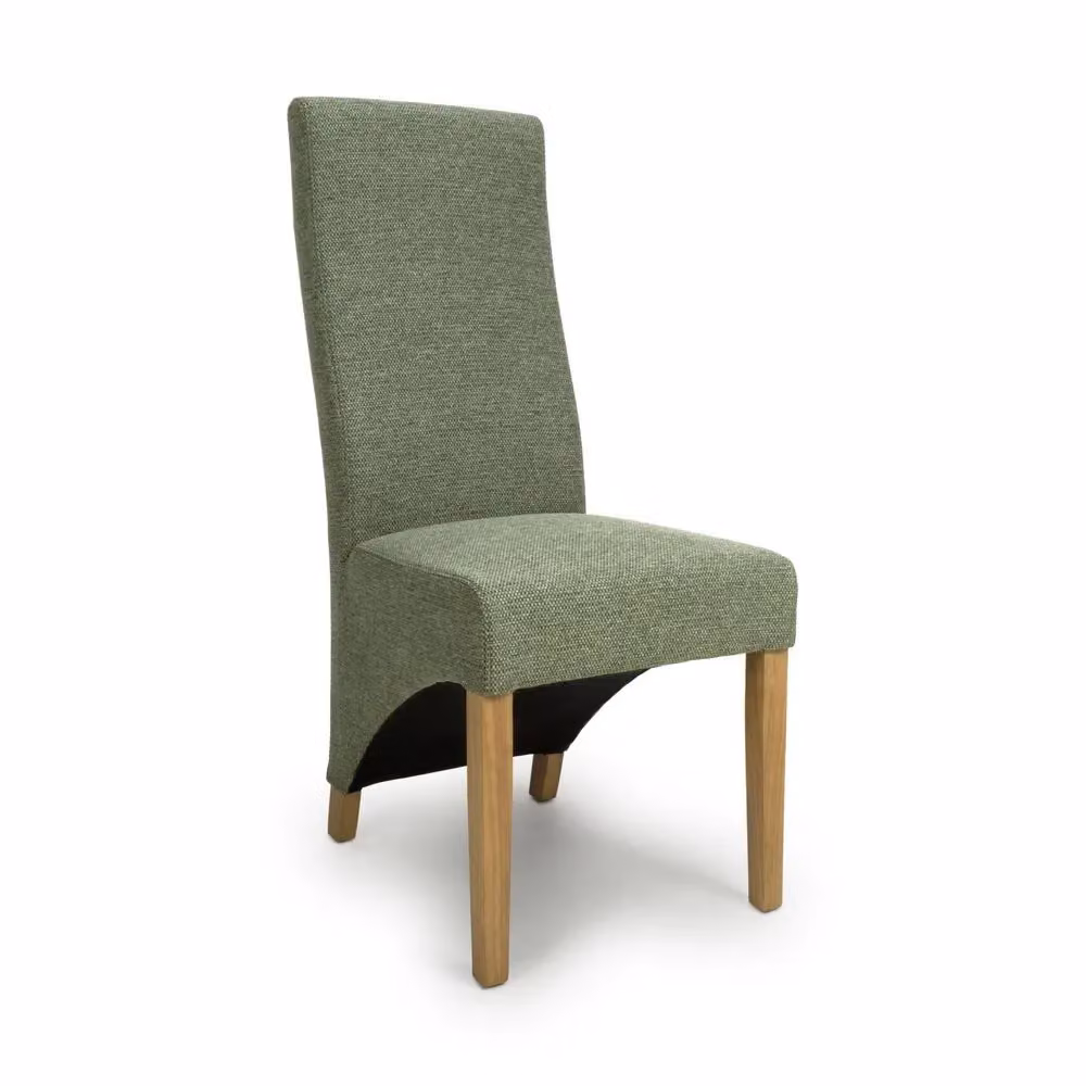 Shankar Green Fabric Upholstered Dining Chair with Rubberwood Frame – 2