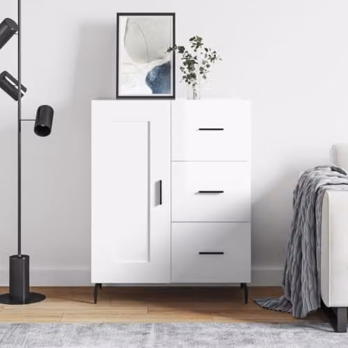 vidaXL Modern Glossy White Sideboard in Engineered Wood W/D/H: 69.5 x 34 x 90 cm – 2