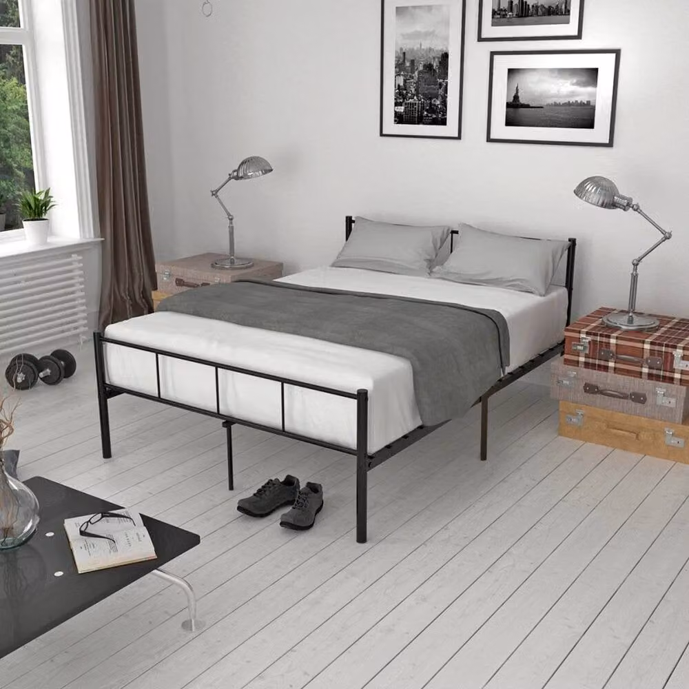 ERGOVEXA Modern Metal Double Bed Frame in Black, W/D/H: 140 x 200 cm – 3
