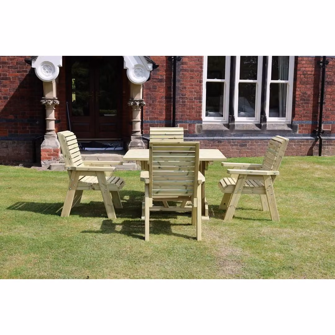 Churnet Valley Garden Furniture Ltd Ergo Dining Set with Table and 4 Chairs in Brown Redwood