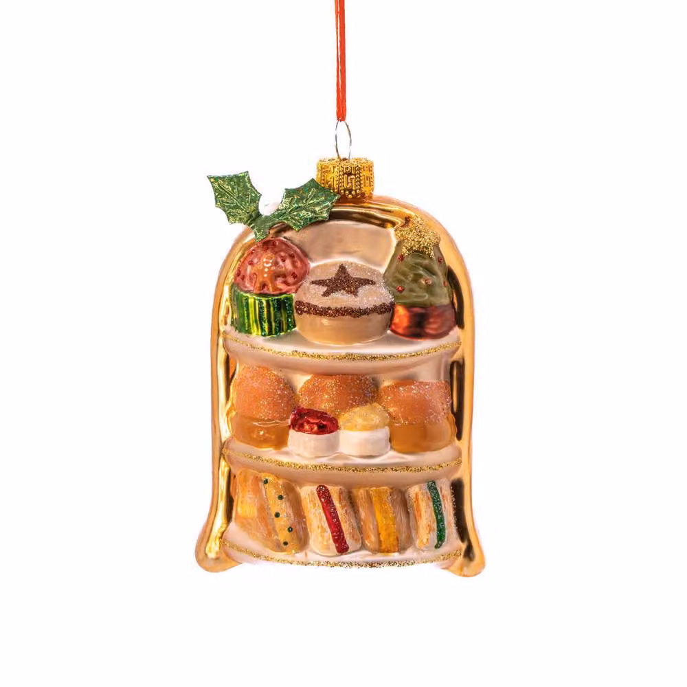 The Alphabet Gift Shop Festive Afternoon Tea Shaped Glass Bauble in Multicolour – 2