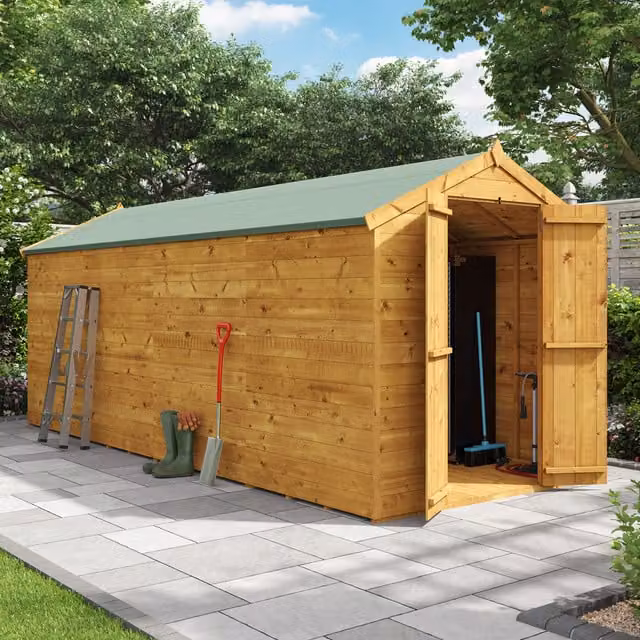 BillyOh Master Tongue and Groove Apex Wooden Shed in Brown, 16 x 6 ft, Windowless