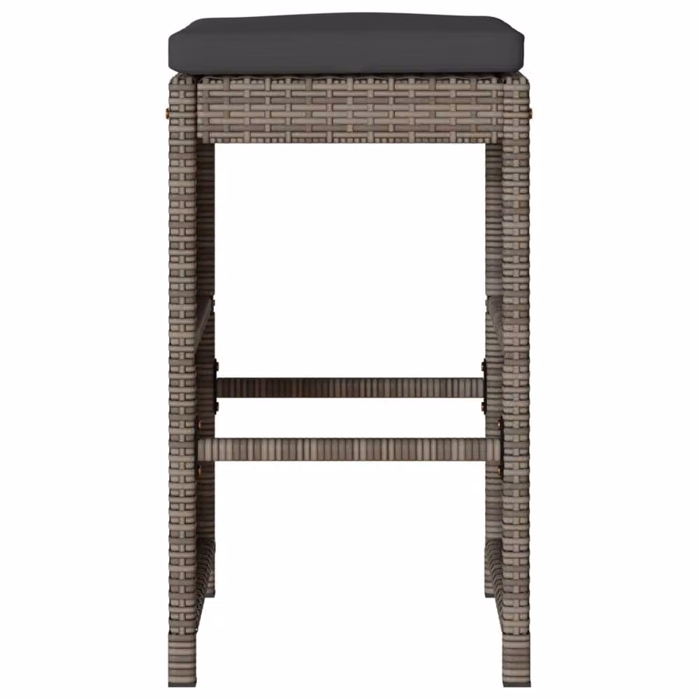 Berkfield Home Beautiful Garden Bar Stools with Cushions, 6 Piece Grey Poly Rattan Set – 4