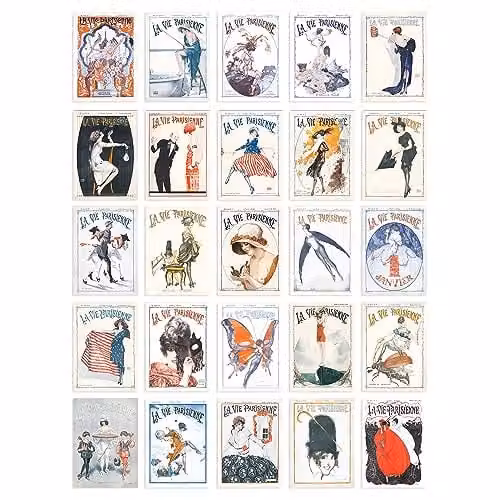 Artery8 La Vie Parisienne Aesthetic Collage Kit, 50 Piece Multicolour French Music Theatre Wall Art Paper Poster Set, W: 15 cm, H: 10 cm – 1