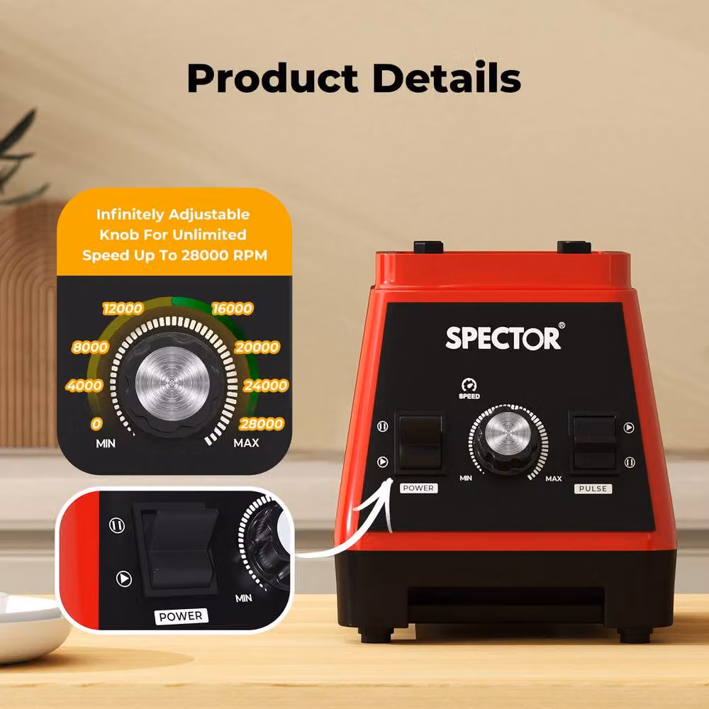 Spector 2L Commercial Blender Mixer and Food Processor in Red – 3