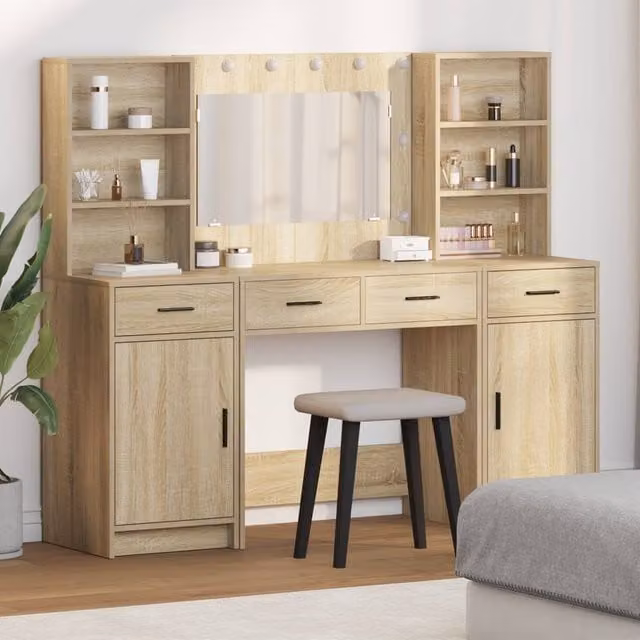 Berkfield Home Somoma Oak 3 Piece Dressing Table Set in Beige