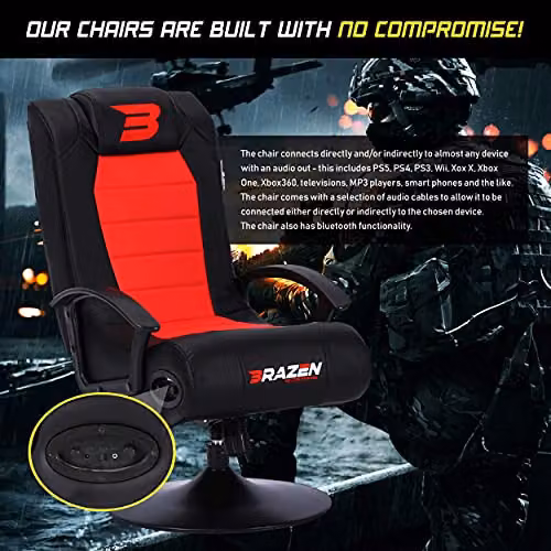BraZen Stag 2.1 Bluetooth Surround Sound Gaming Chair in Red, W/D/H: 68 x 94 x 54 cm – 8