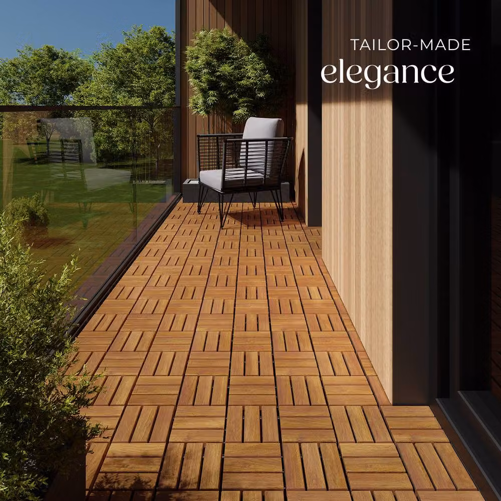 tectake Tabula 20 Wood Outdoor Tiles in Brown with Click System – 6