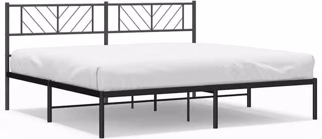 Berkfield Home Metal Bed Frame with Headboard in Black W: 183 cm, D: 213 cm – 1