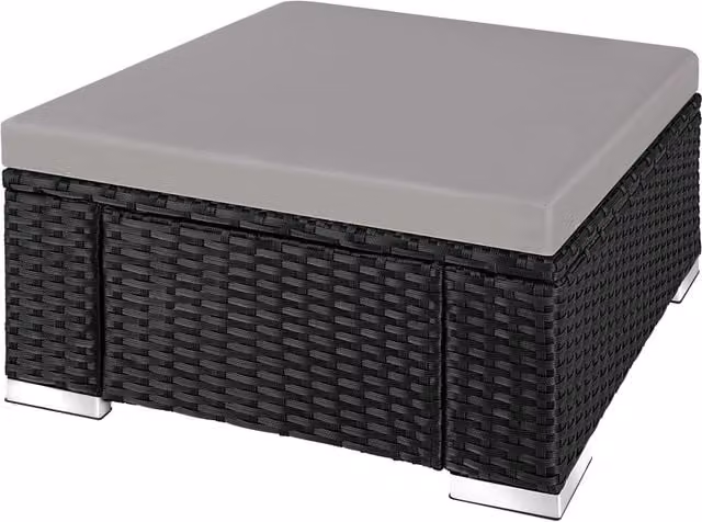 Tectake Modern Rattan Stool in Black and Grey