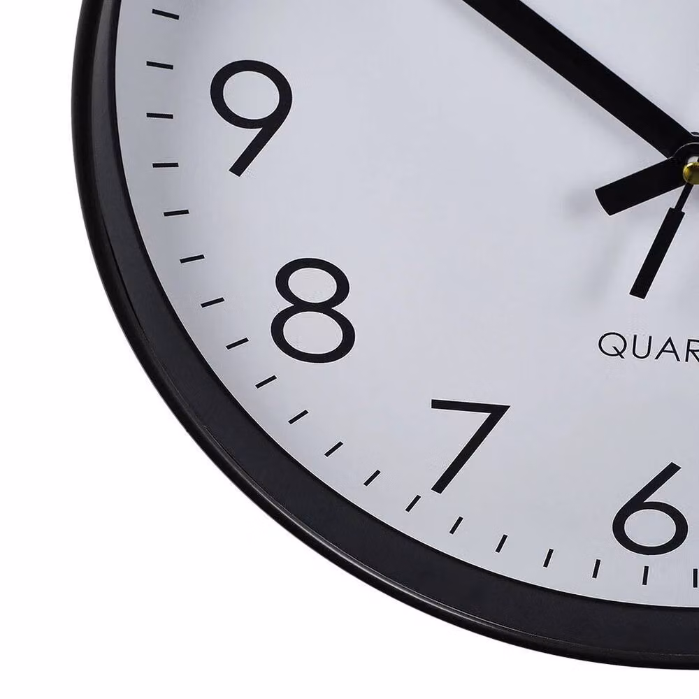 PAWNORA Modern Round Silent Quartz Wall Clock in Black, Diameter: 100 cm – 4