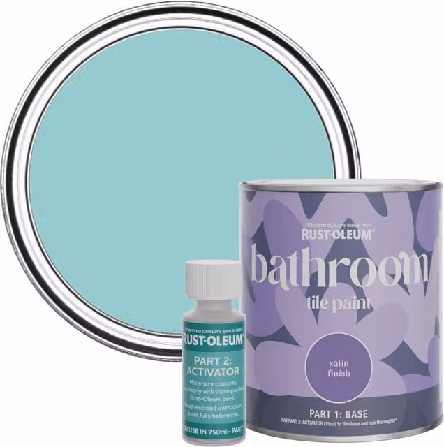 Rust-Oleum Satin Finish Bathroom Tile Paint, Petrol Blue, 0.75 l