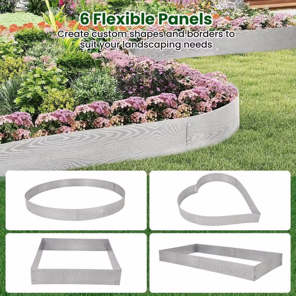 SPETLEK 6 Pack Silver Galvanised Metal Flexible Landscape Edging and Tree Fence, 600cm per piece – 2