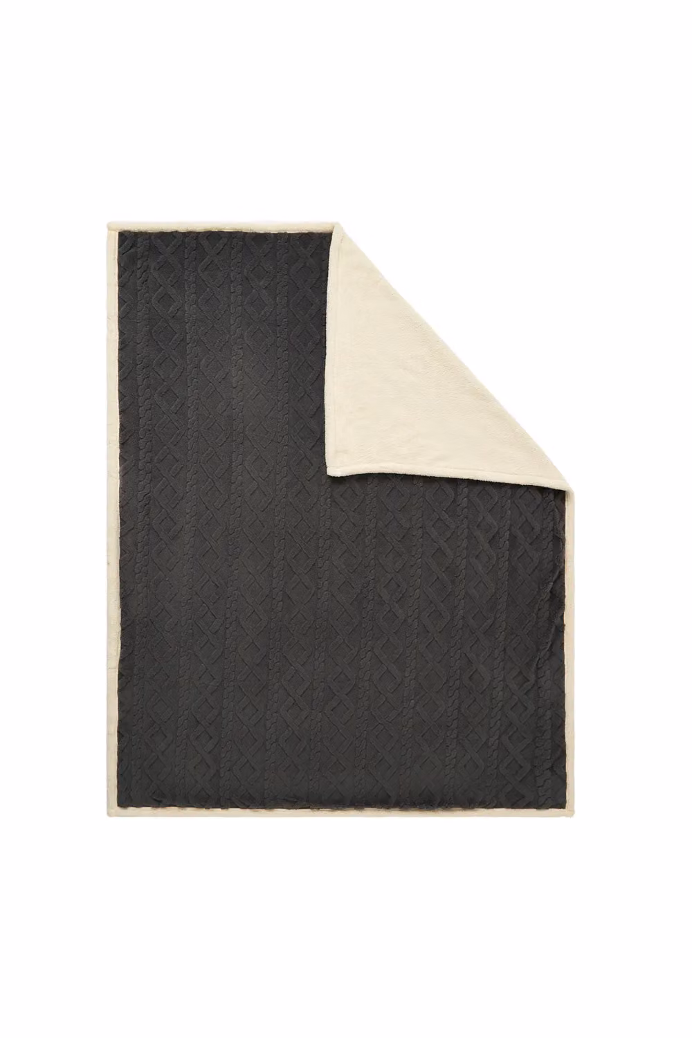 BHS Knitted Throw with Fleece Backing in Grey, W: 150 cm, D: 200 cm – 2