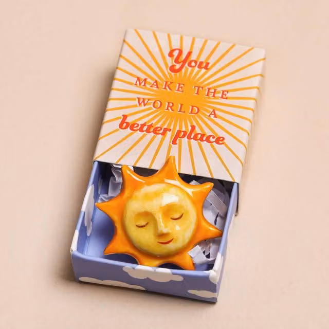 Lisa Angel Yellow and Orange Ceramic Sunshine Matchbox Token