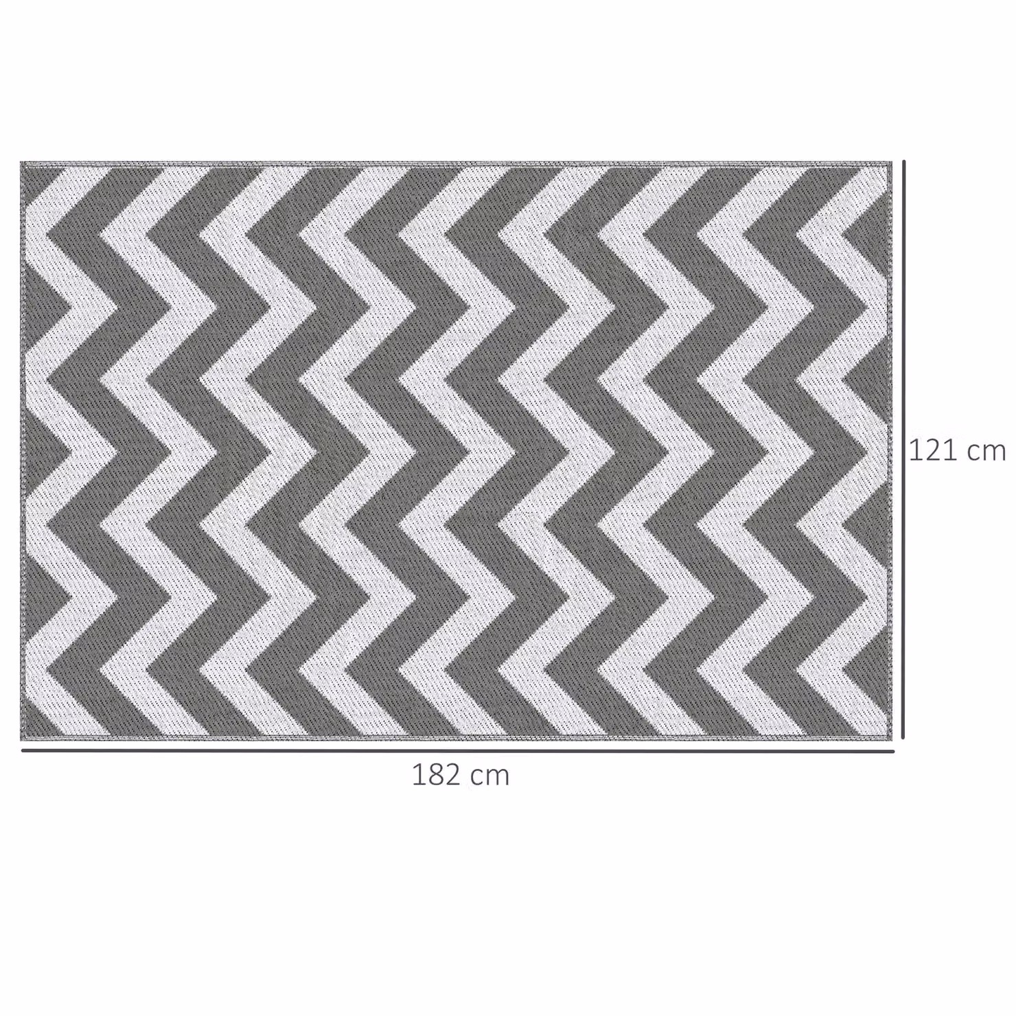 Outsunny Reversible Outdoor Rug in Grey and White, W 120 cm x D 180 cm – 3