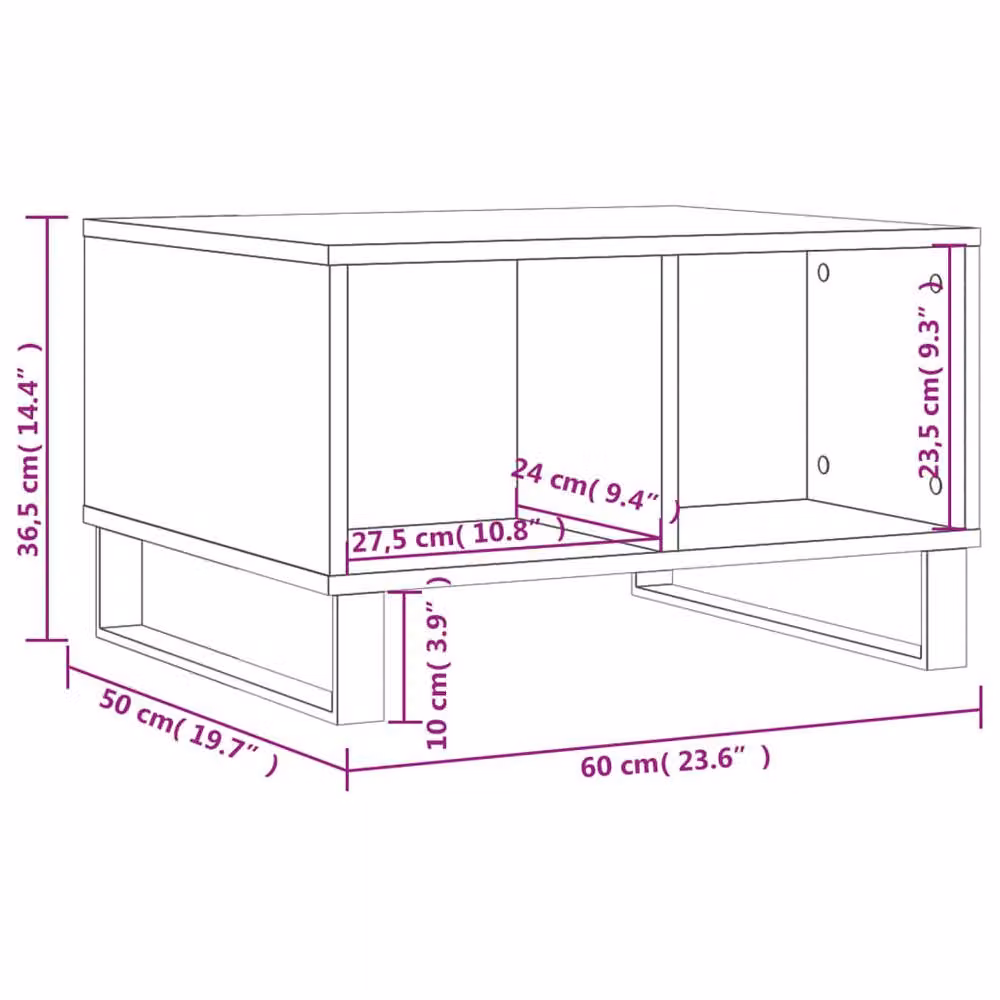Berkfield Home Grey Sonoma Coffee Table, W: 60 cm, D: 50 cm, H: 36.5 cm – 5