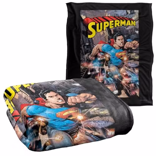 DC Comics Superman Silky Touch Super Soft Fleece Throw Blanket, White, W/D/H: 152 x 127 cm – 2