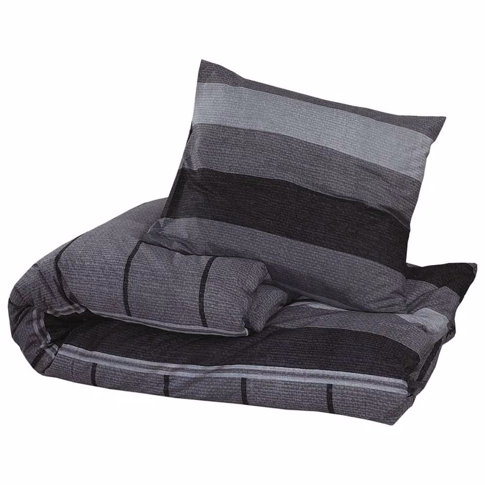 Berkfield Home Grey Cotton Duvet Cover and Pillowcase Set, W: 155 cm x L: 220 cm – 3