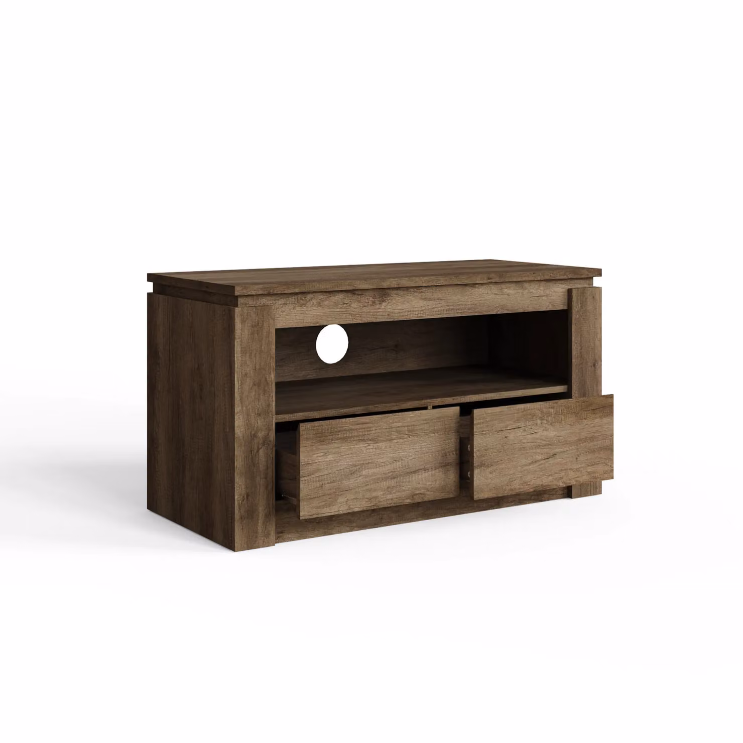 GFW Canyon Oak 2 Drawer Rustic Wood TV Unit in Brown – 5