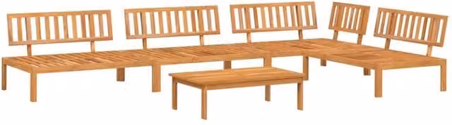 Berkfield Home 5 Piece Garden Pallet Sofa Set in Brown Solid Acacia Wood – 1