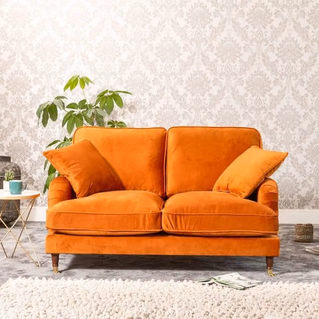 Artemis Home Mackenzie 2 Seat Velvet Sofa in Orange