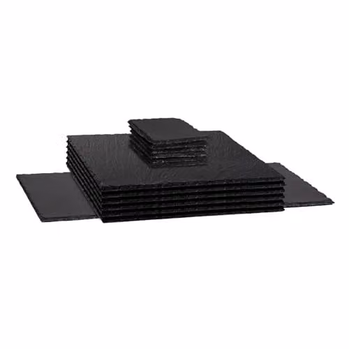 Argon Tableware 13 Piece Square Slate Placemats and Coasters Set in Black, Grey and Multicolour – 1