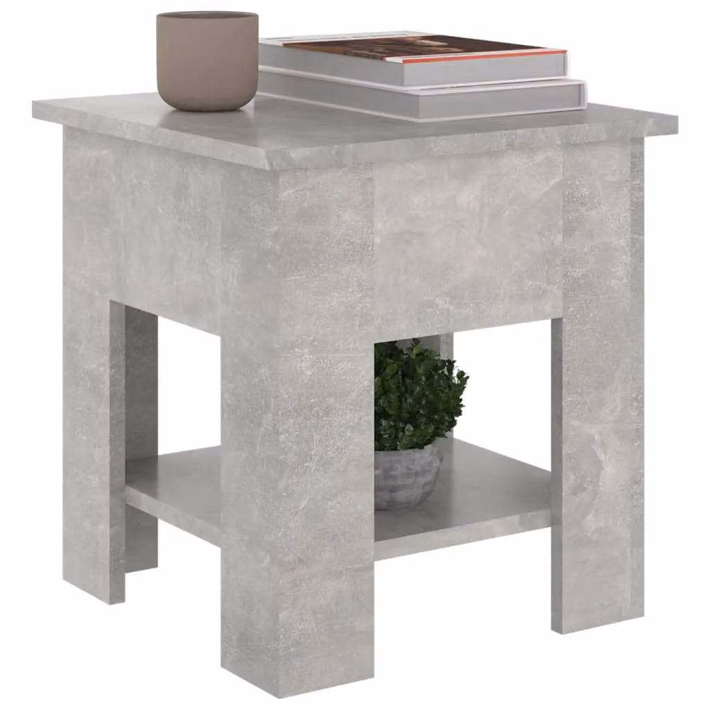 Berkfield Home Modern Square Coffee Table in Concrete Grey, W/D/H: 40 x 40 x 42 cm – 2