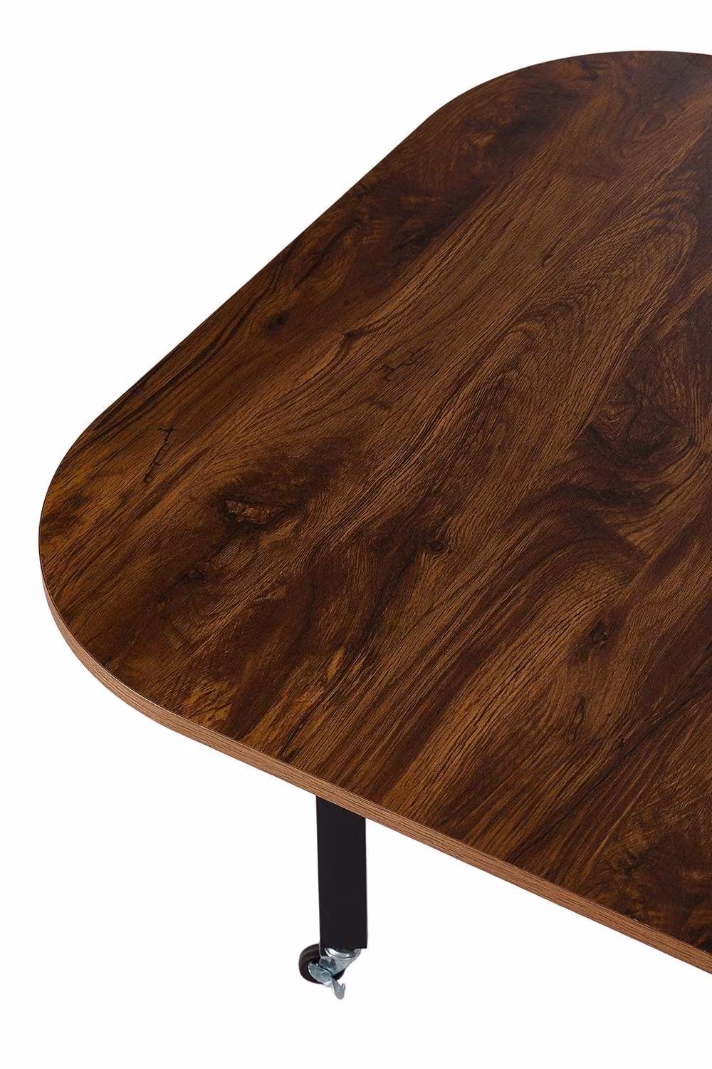 Living and Home Modern Rectangular Folding Drop Leaf Table with Castors in Dark Brown – 4
