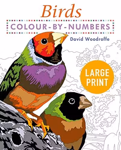 Arcturus Large Print Colour by Numbers Birds Multicolour Activity Book for Seniors