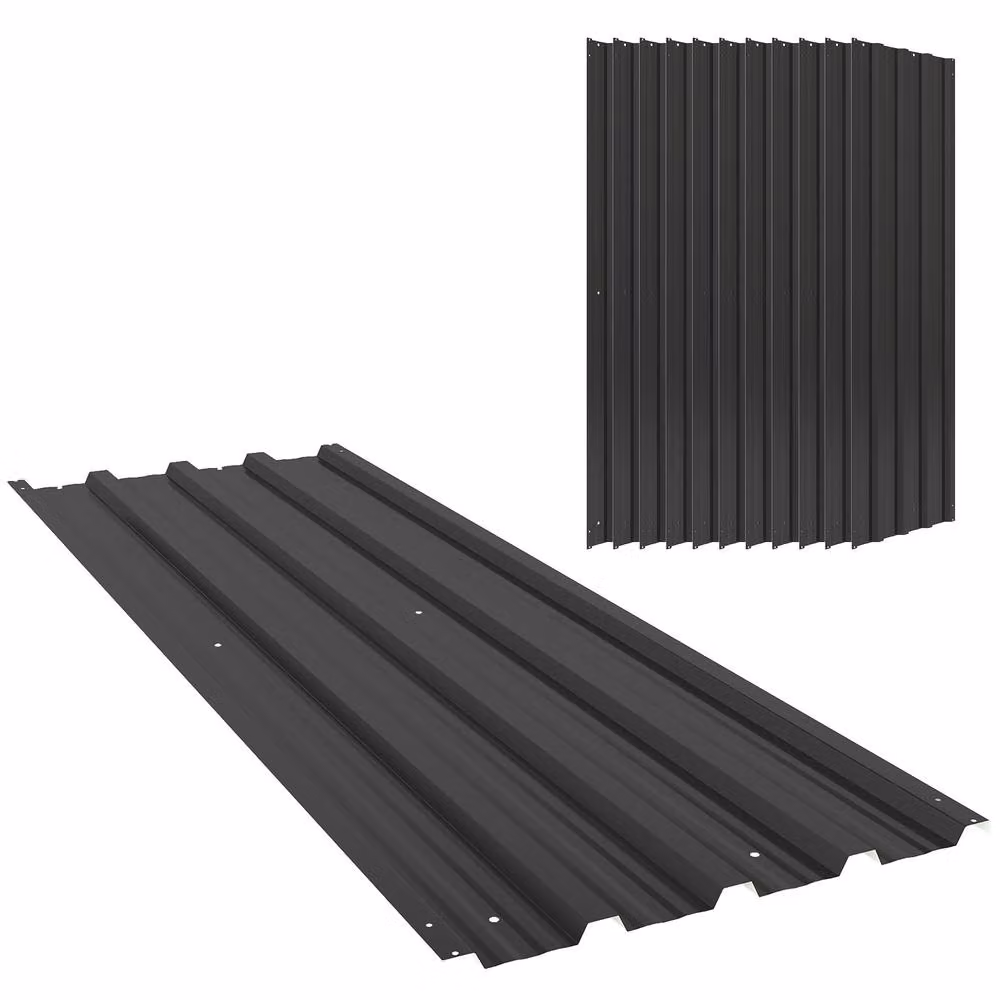 Rolipo Set of 12 Black Corrugated Galvanised Steel Roof Panels – 2