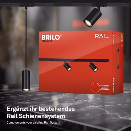 Briloner Black Metal LED Rail System Track Set with Power Supply, Length: 75 cm