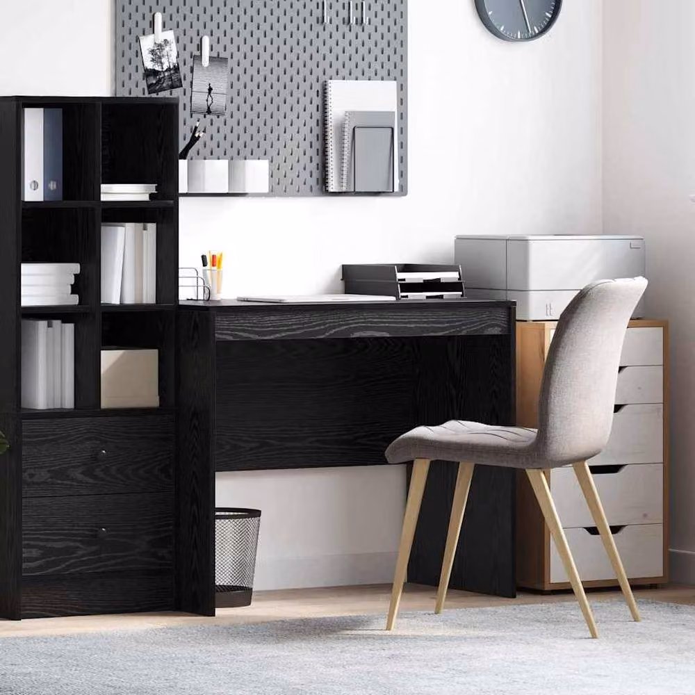 Berkfield Home Modern Black Oak Writing Desk, Black, W/D/H: 90 x 50 x 76 cm – 2