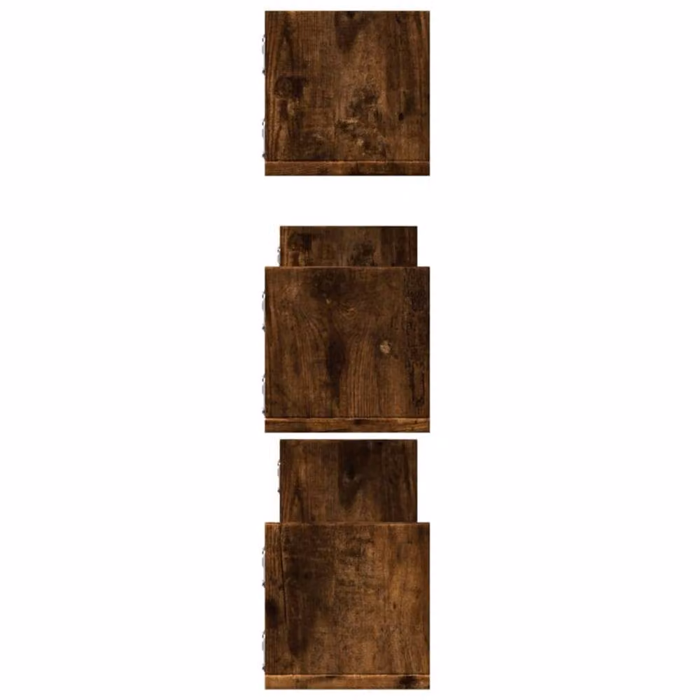 Berkfield Home Set of 3 Smoked Oak Wall Shelves, Brown, W/D/H: 80 x 18 x 18 cm – 4