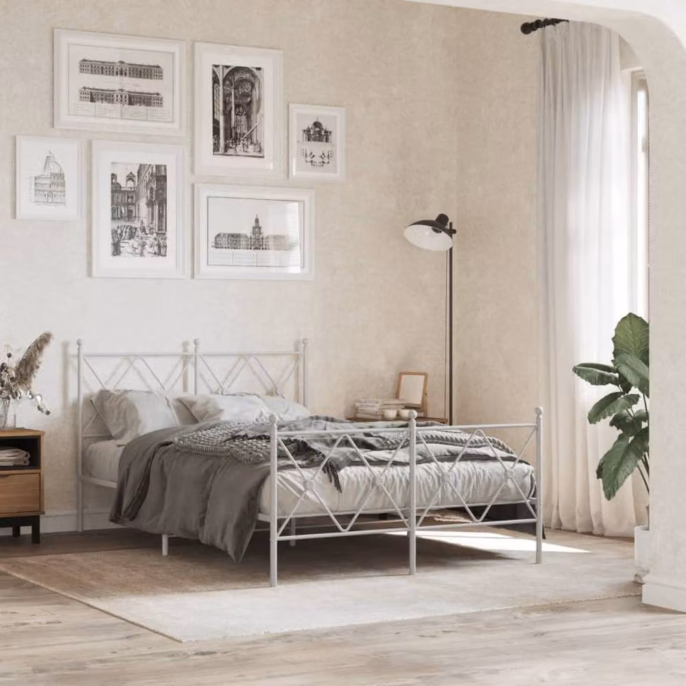 Berkfield Home Classic Metal Headboard in White, Width: 120 cm – 3