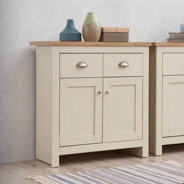 Timber Art Design Lisbon Compact 2 Door 2 Drawer Sideboard Storage Cabinet in Beige – 1