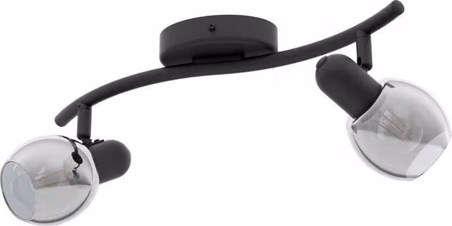 Loops Flush Ceiling Light in Black with Transparent Glass Shade, E14 Socket – 1
