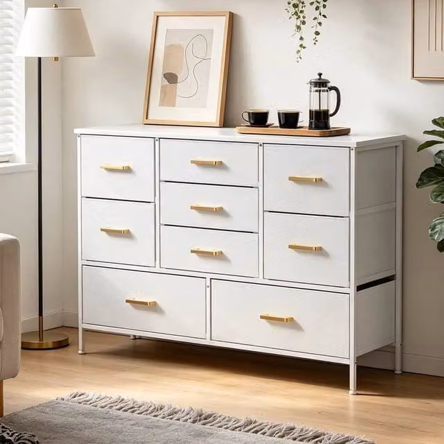EONLION Modern White 9 Drawer Chest of Drawers Bedroom Storage Unit, Width: 100 cm