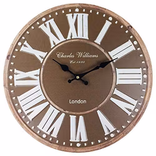 Geko Vintage Floral Metal Analog Wall Clock with Pendulum, Diameter: 19 cm – 1
