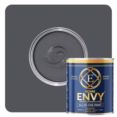 HOMES ENVY All-in-One Multi Surface Paint for Interior and Exterior Walls, Wood and Furniture, Matt, Dark Grey, 1 l – 1